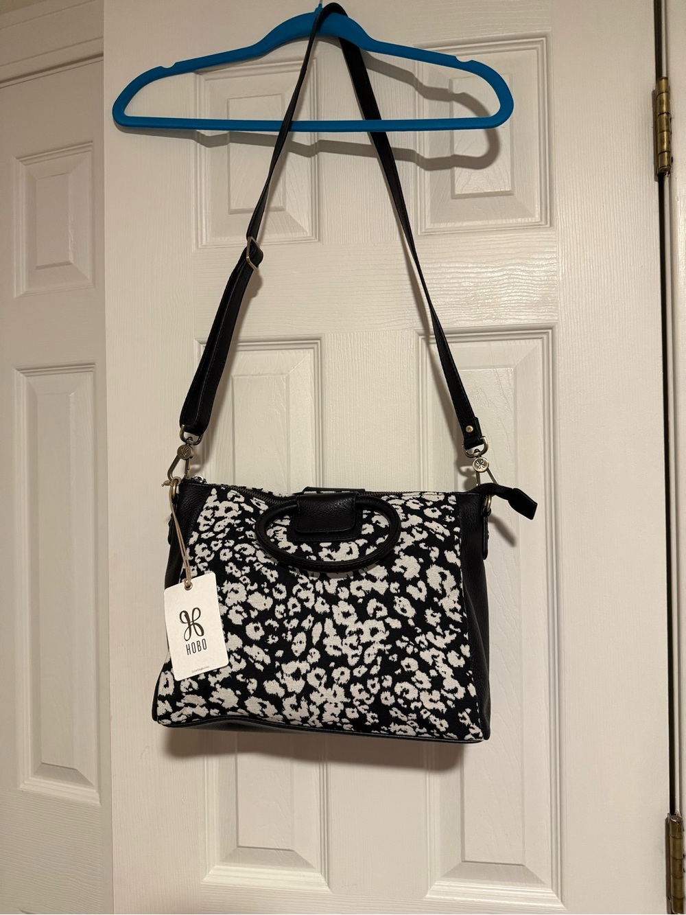 HOBO Black and White Printed Crossbody Satchel